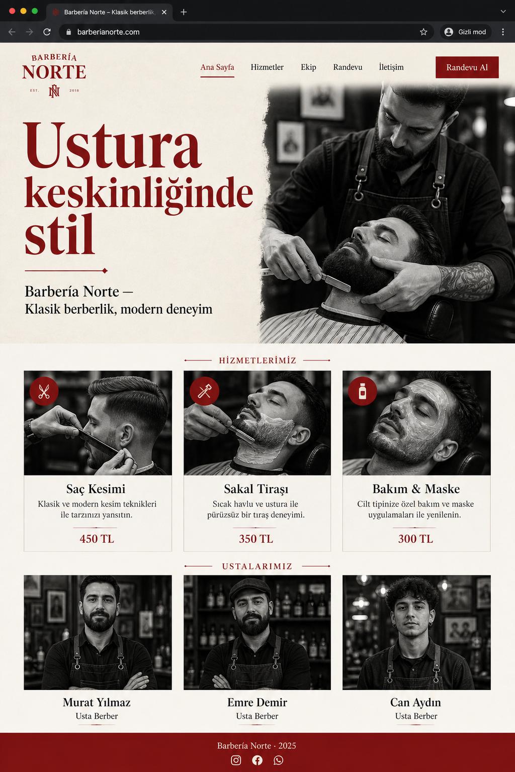 Güzellik & Bakım sektörü için tasarladığımız örnek web sitesi