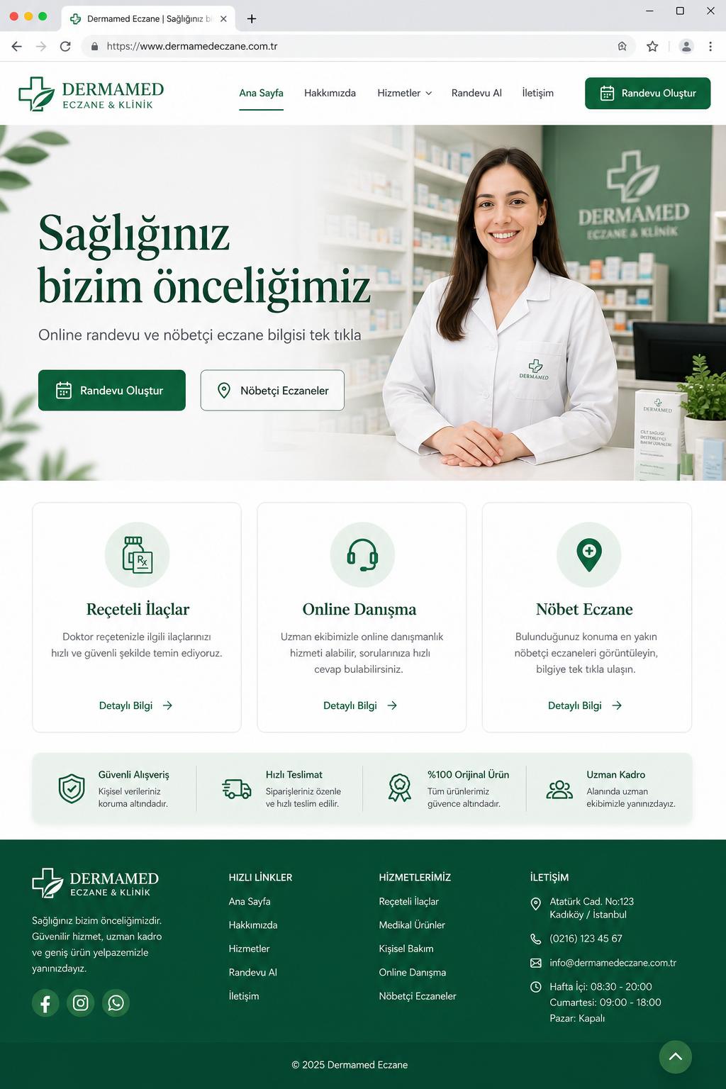 Sağlık & Eczacılık sektörü için tasarladığımız örnek web sitesi